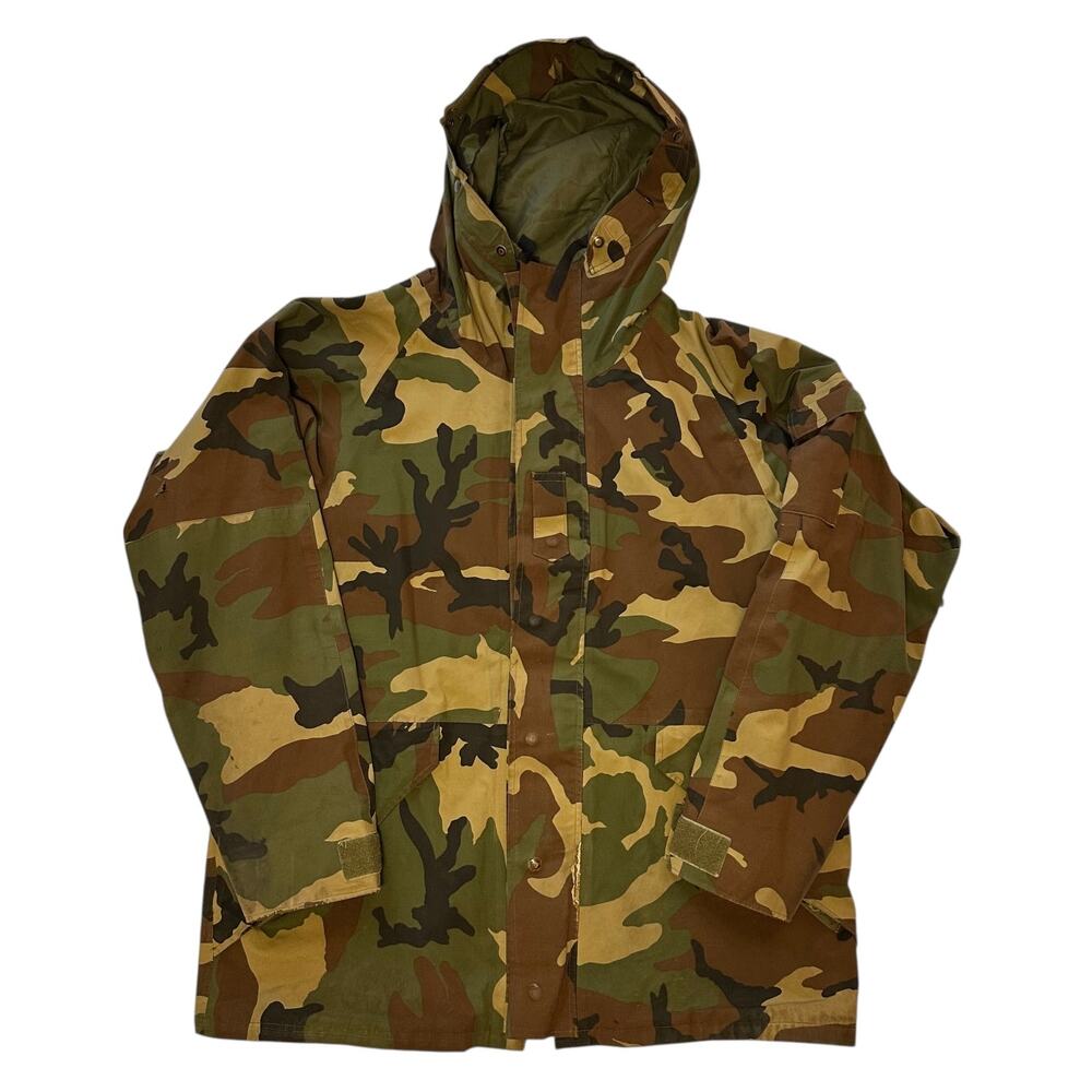 Xl Vintage US Military BDU Rain Jacket Green Camo
